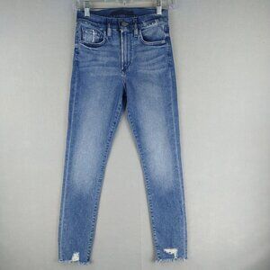Joe's Jeans Women's 24 High-Rise Skinny Crop Stretch Distressed Blue Ladies